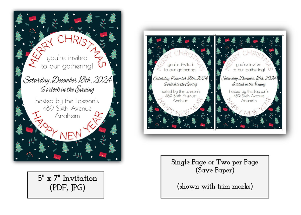 Merry Christmas Party Invitation Template - Printable & Digital
